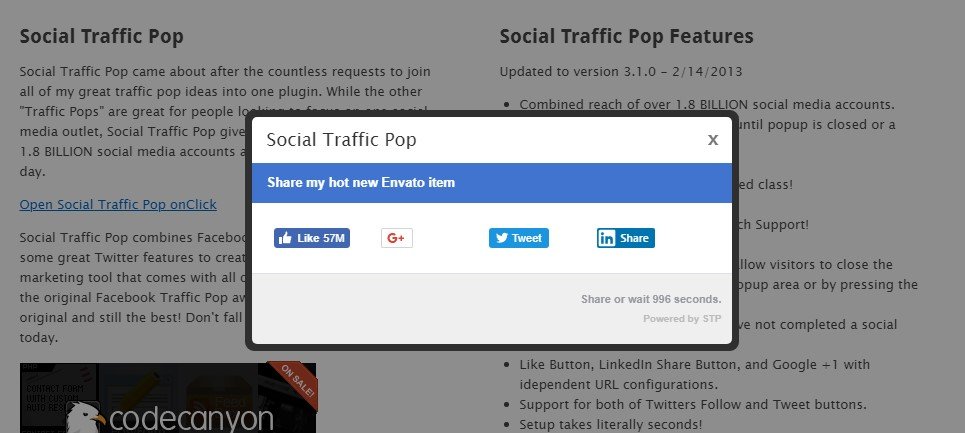 Social Traffic Pop for WordPress